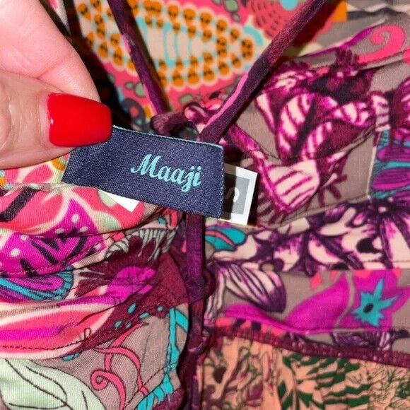 EUC Maaji Dress Swimsuit Cover Up Colorful Small Pink Floral - Picture 7 of 8